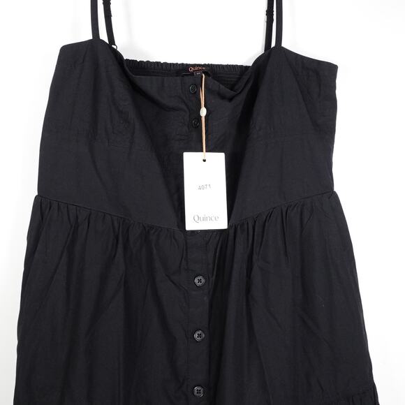 New Quince Womens Black Sleeveless Maxi Dress Organic Cotton Medium 4071A - Picture 5 of 12